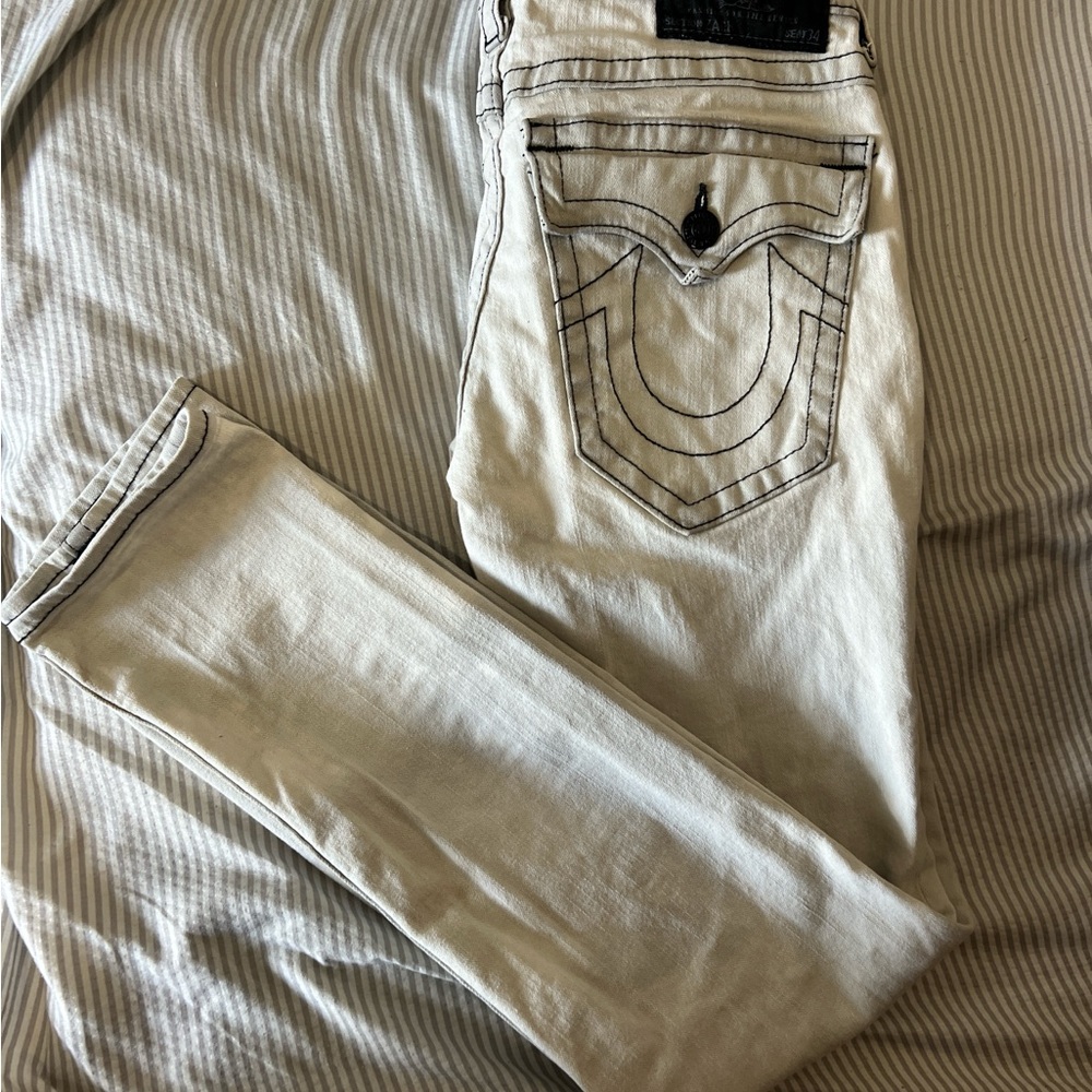 True Religion Cream Skinny Jeans Signature Style